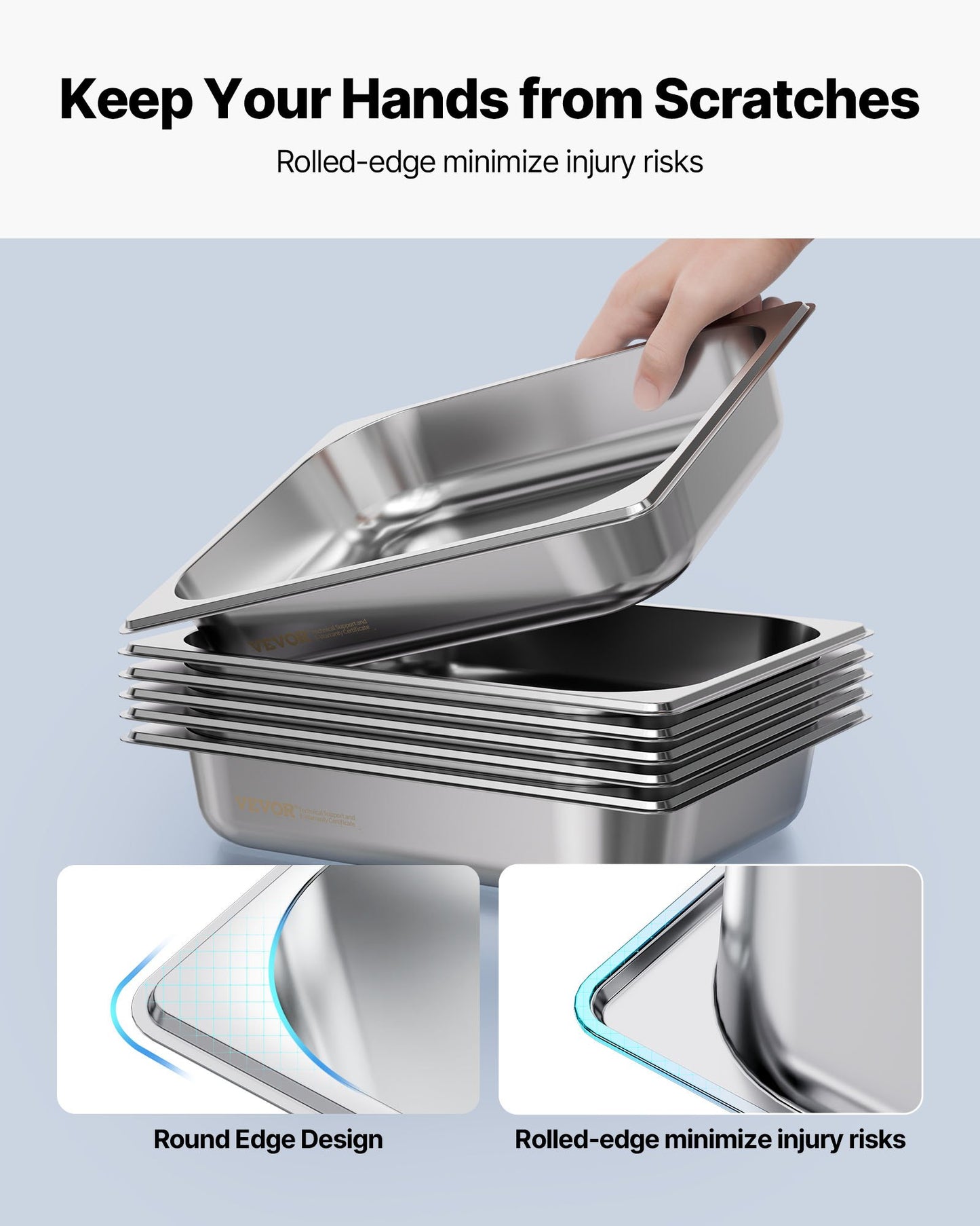 4 Pack Stainless Steam Hotel Pan, 1/2 Size Table Steam Pan, 2.5 Inch Deep Anti Jam Restaurant Supplies Reusable Rustproof Catering Storage for Home, Party, Restaurant, Hotel, Buffet