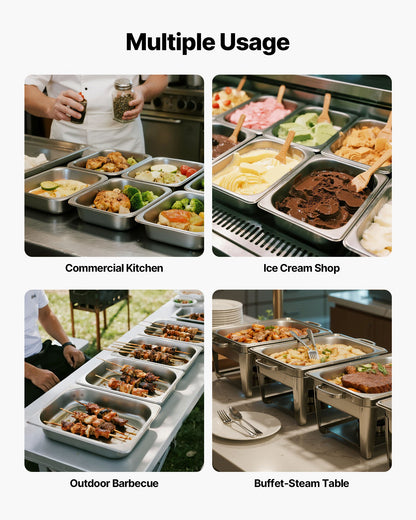 4 Pack Stainless Steam Hotel Pan, 1/2 Size Table Steam Pan, 2.5 Inch Deep Anti Jam Restaurant Supplies Reusable Rustproof Catering Storage for Home, Party, Restaurant, Hotel, Buffet