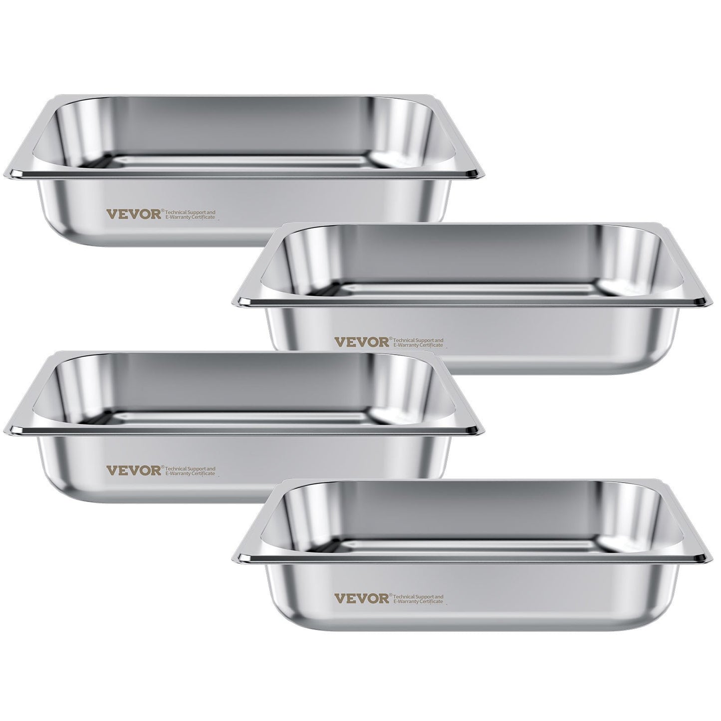 4 Pack Stainless Steam Hotel Pan, 1/2 Size Table Steam Pan, 2.5 Inch Deep Anti Jam Restaurant Supplies Reusable Rustproof Catering Storage for Home, Party, Restaurant, Hotel, Buffet