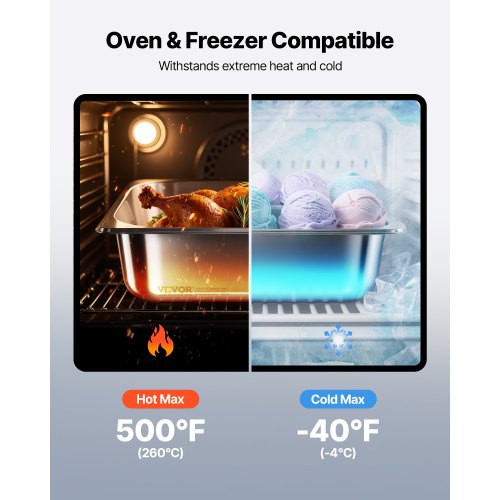 Rostfria ångpannor för hotell, 1/2 storlek x 98 mm djup, 6 l bordsångpanna, anti-sylt restaurangtillbehör återanvändbar rostfri cateringförvaring för hem, fest, restaurang, hotell, buffé, 6-pack |  EU