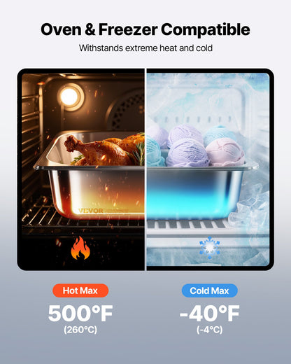 6 Pack Stainless Steam Hotel Pans, 1/2 Size Table Steam Pan, 4 Inch Deep Anti Jam Restaurant Supplies Reusable Rustproof Catering Storage for Home, Party, Restaurant, Hotel, Buffet