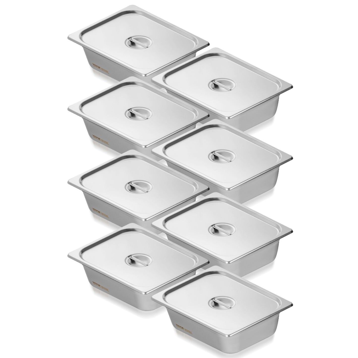 8-pack 1/2 size Hotel Pans Steamer Table Pan Stainless Steel 4" Deep Lid