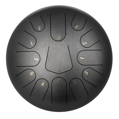 Steel Drum 13 Töne Schlaginstrument 12 Zoll Snare Drum, Steel Snare Drum, Steel Drums Instrument mit Tasche, Buch, Schlägeln, Schlägelhalterung, Hängendes Pan Drum Instrument, Gun Color