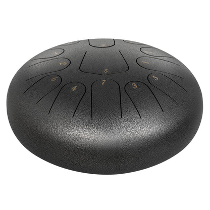 Steel Drum 13 Töne Schlaginstrument 12 Zoll Snare Drum, Steel Snare Drum, Steel Drums Instrument mit Tasche, Buch, Schlägeln, Schlägelhalterung, Hängendes Pan Drum Instrument, Gun Color