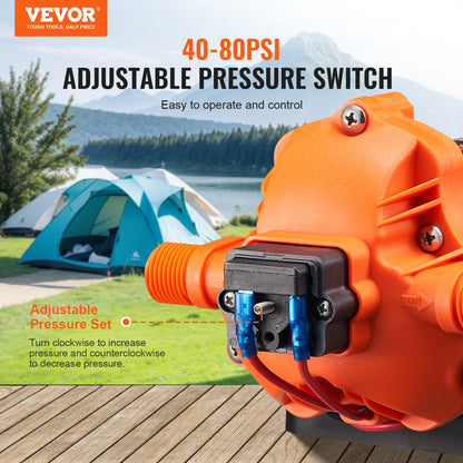 12V membranpump 3GPM 11,36 L/min 3-kammar vattenpump tryckbrytare