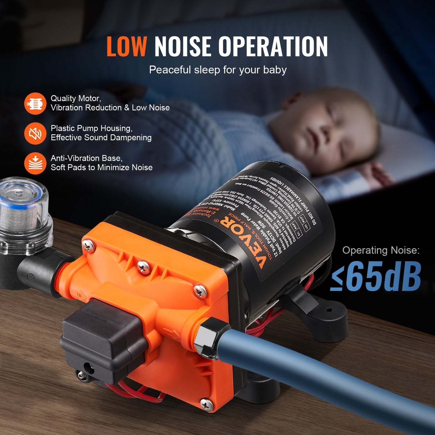 12V membranpump 3GPM 11,36 L/min 4-kammar vattenpump tryckbrytare