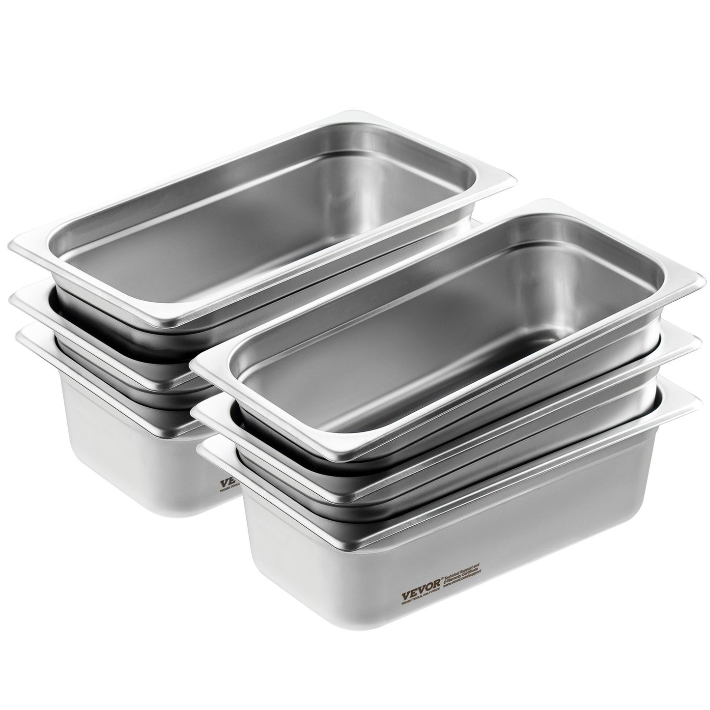 6 Pack Hotel Pans, 1/3 Size Anti-Jam Steam Pan, 0.8mm Thick Stainless Steel Restaurant Steam Table Pan, 4-Inch Deep Commercial Table Pan, Catering Storage Food Pan, for Industrial & Scientific