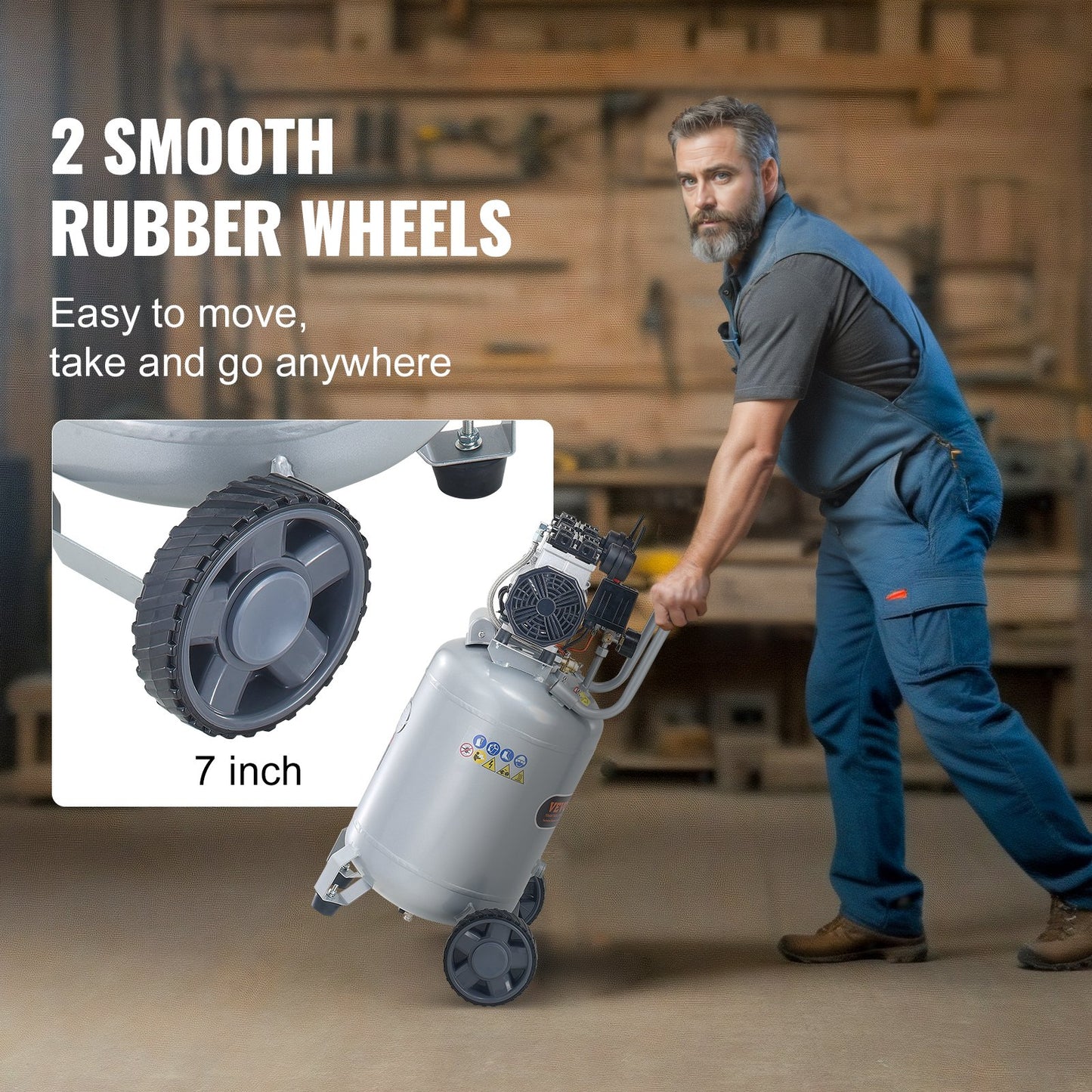 13 gallon luftkompressor 2HP 4 SCFM@90PSI Oljefri luftkompressor 116PSI