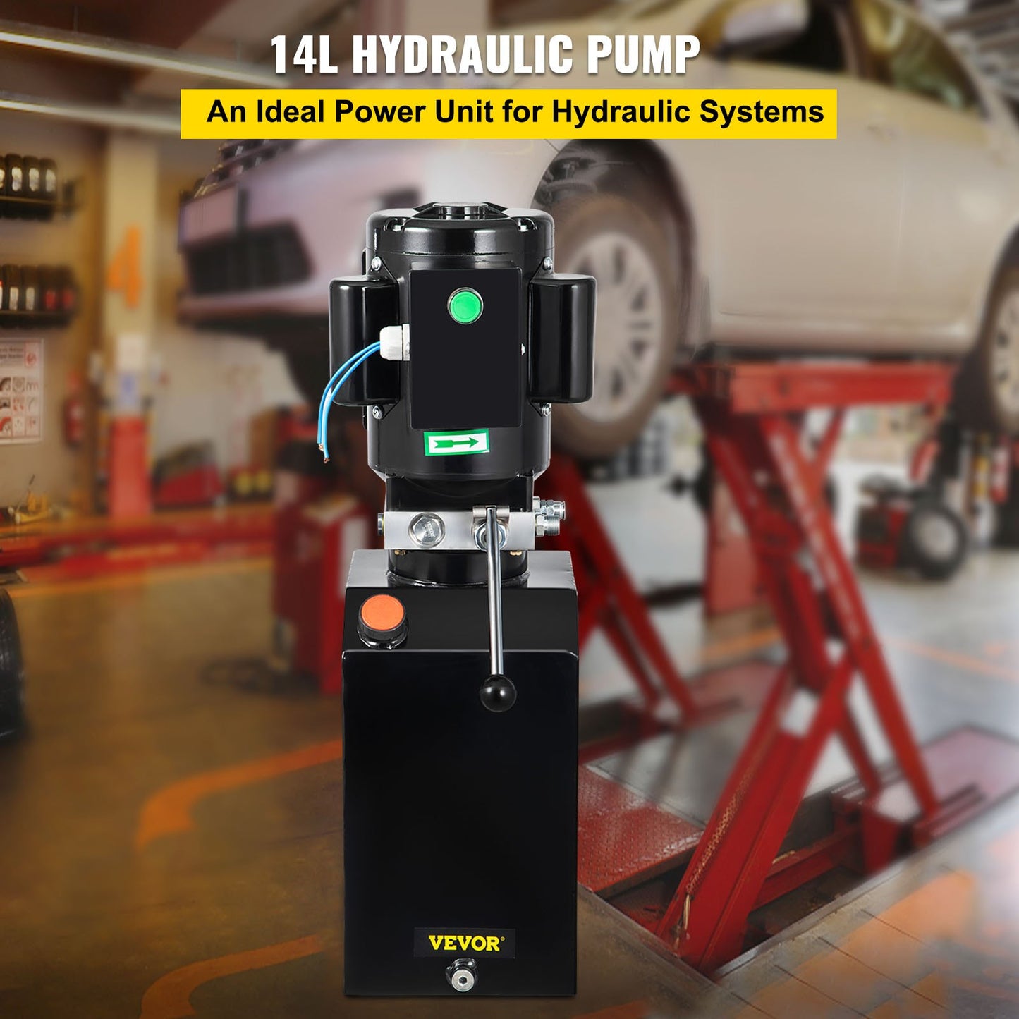 14L Autohebebühne Hydraulikaggregat 60 Hz 1 PS Hydraulikpumpe Autoreparatur Hydraulischer Metallbehälter für Hydraulikpumpenaggregat Traktorfahrzeug Autohebebühne