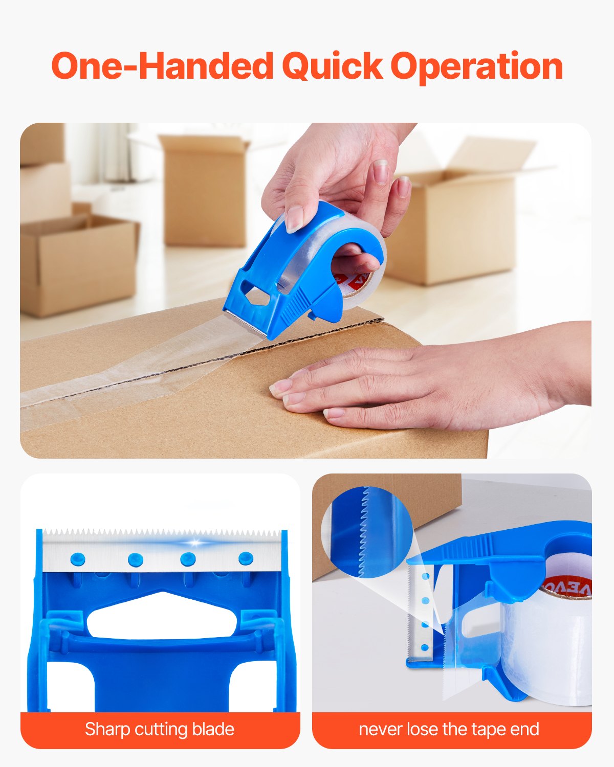 Packtejp 6 rullar 25 yards klar frakttejp med dispenser 2,7 mil