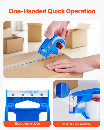 Packtejp 6 rullar 25 yards klar frakttejp med dispenser 2,7 mil