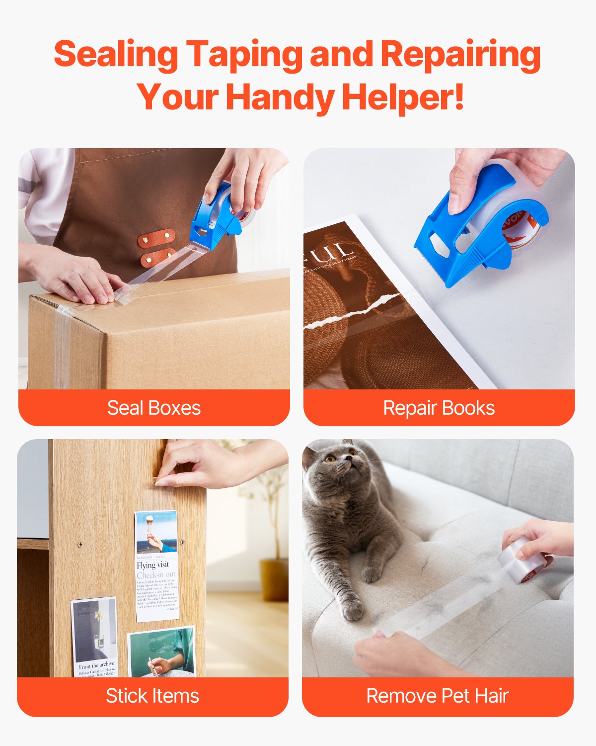 Packtejp 6 rullar 25 yards klar frakttejp med dispenser 2,7 mil