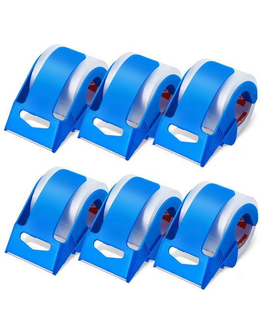 Packtejp 6 rullar 25 yards klar frakttejp med dispenser 2,7 mil