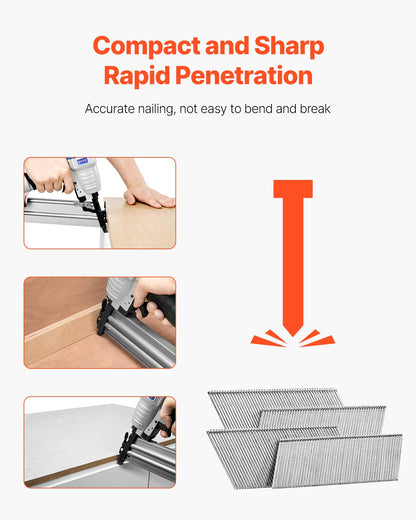 16 Gauge Finish Nails, 20-Degree Angled Finishing Nails, 2000-Count (2-1/2 in, 2 in, 1-1/2 in, 1-1/4 in, 500 Per Size) Finishing Nail, Galvanized Brad Nail, for 16GA 20° Angled Finish Nailers