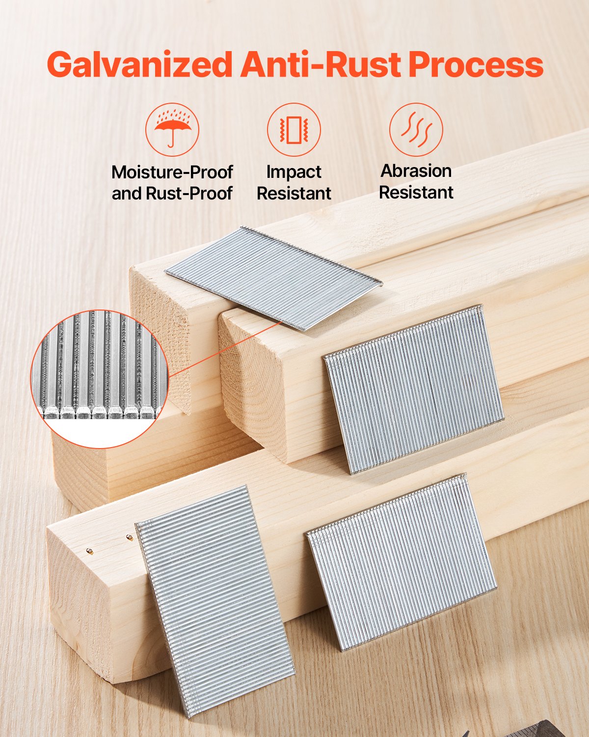 16 Gauge Finish Nails, 2 in Straight Finishing Nails, 2500-Count Galvanized Finishing Nail, Heavy-Duty 16 GA Brad Nail with Galvanized Anti-Rust Process, for Most 16GA Straight Finish Nailers