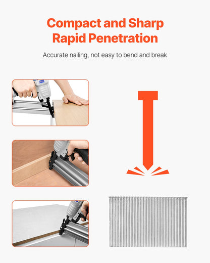 16 Gauge Finish Nails, 2 in Straight Finishing Nails, 2500-Count Galvanized Finishing Nail, Heavy-Duty 16 GA Brad Nail with Galvanized Anti-Rust Process, for Most 16GA Straight Finish Nailers