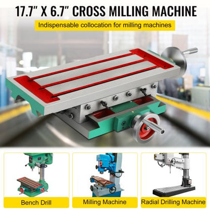 Milling Table 17.7×6.7Inch Compound Slide Milling Table 30KG Multifunction Worktable Cross Milling Machine Compound 2 Axis 4 Ways for All Drill Stands Bench Drilling Milling Machine | EU