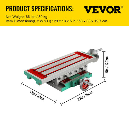 Milling Working Table 17.7 X 6.7 Inch, Compound Milling Machine Work Table 2 Axis 4 Ways Move, Multifunction Milling Working Table Heavy-duty Structure,for Milling and Drilling Machine