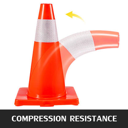 12Pack 18\" Traffic Cones, Safety Road Parking Cones PVC Base, Orange Traffic Cone with Reflective Collars, Hazard Construction Cones for Home Traffic Parking