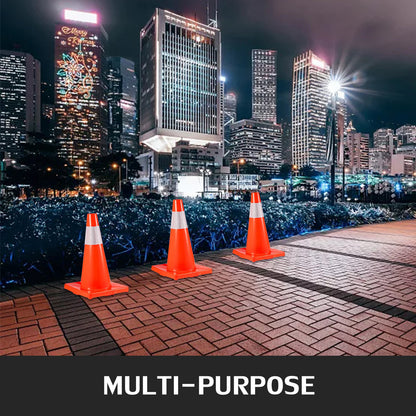 20Pack 18\" Traffic Cones, Safety Road Parking Cones PVC Base, Orange Traffic Cone with Reflective Collars, Hazard Construction Cones for Home Traffic Parking