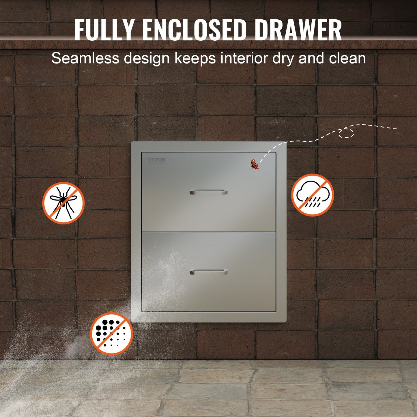 17,7"x20,5" UTOMHUS KÖK / BBQ ISLAND ROSTFRITT STÅL DUBBLA FÖRVARINGSLÅDA