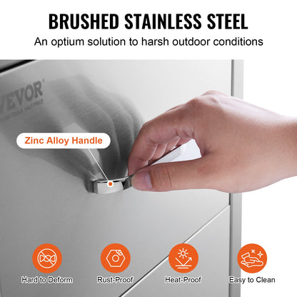 Outdoor Kitchen Drawers 17.8W x 20.2H x 12.2D Inch, Flush Mount Double BBQ Drawers Stainless Steel with Handle, BBQ Island Drawers for Outdoor Kitchens or Patio Grill Station