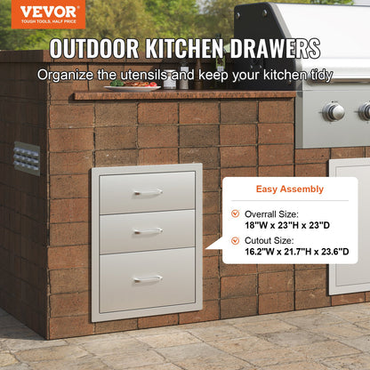 Vevor Outdoor-Küchenbox, Grillbox, Aufbewahrung, 45 x 58 cm, Edelstahlbox
