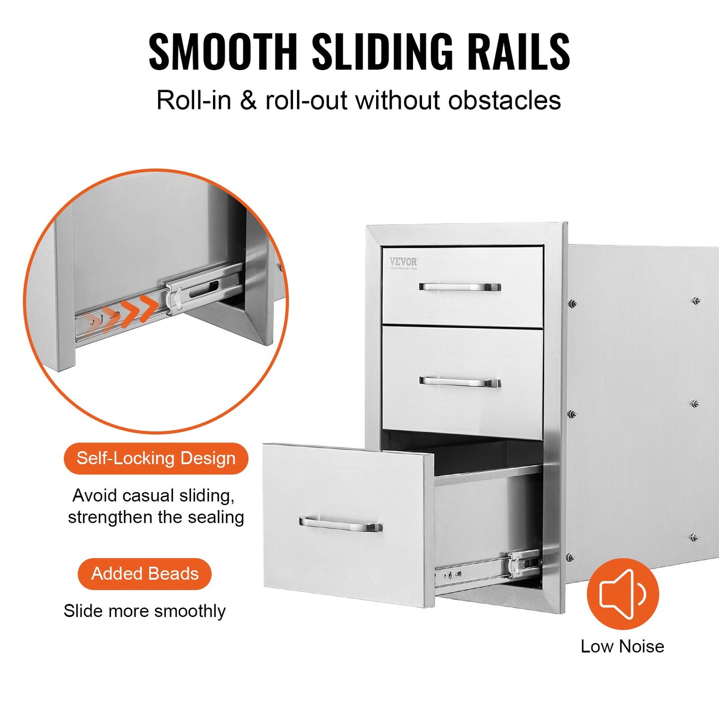 Vevor Outdoor-Küchenbox, Grillbox, Aufbewahrung, 45 x 58 cm, Edelstahlbox