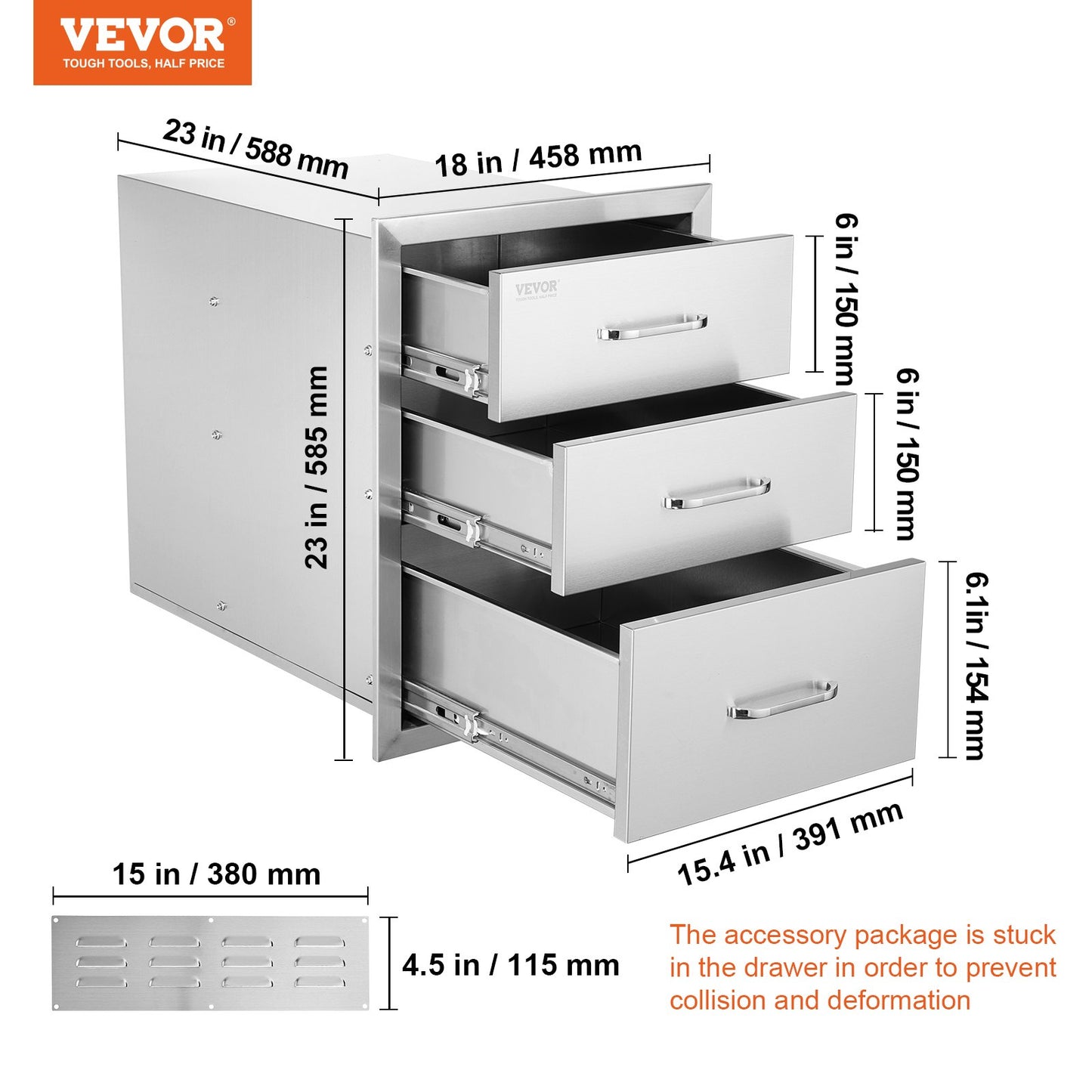 Vevor Outdoor-Küchenbox, Grillbox, Aufbewahrung, 45 x 58 cm, Edelstahlbox
