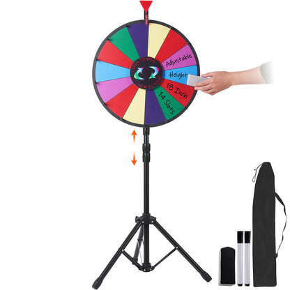 18” Prize Wheel Stand Floor Stand Color Prize Wheel Fortune Spinner 14 Seats Dry Ease Tradeshow Fortune Spinning Game (18 inch)