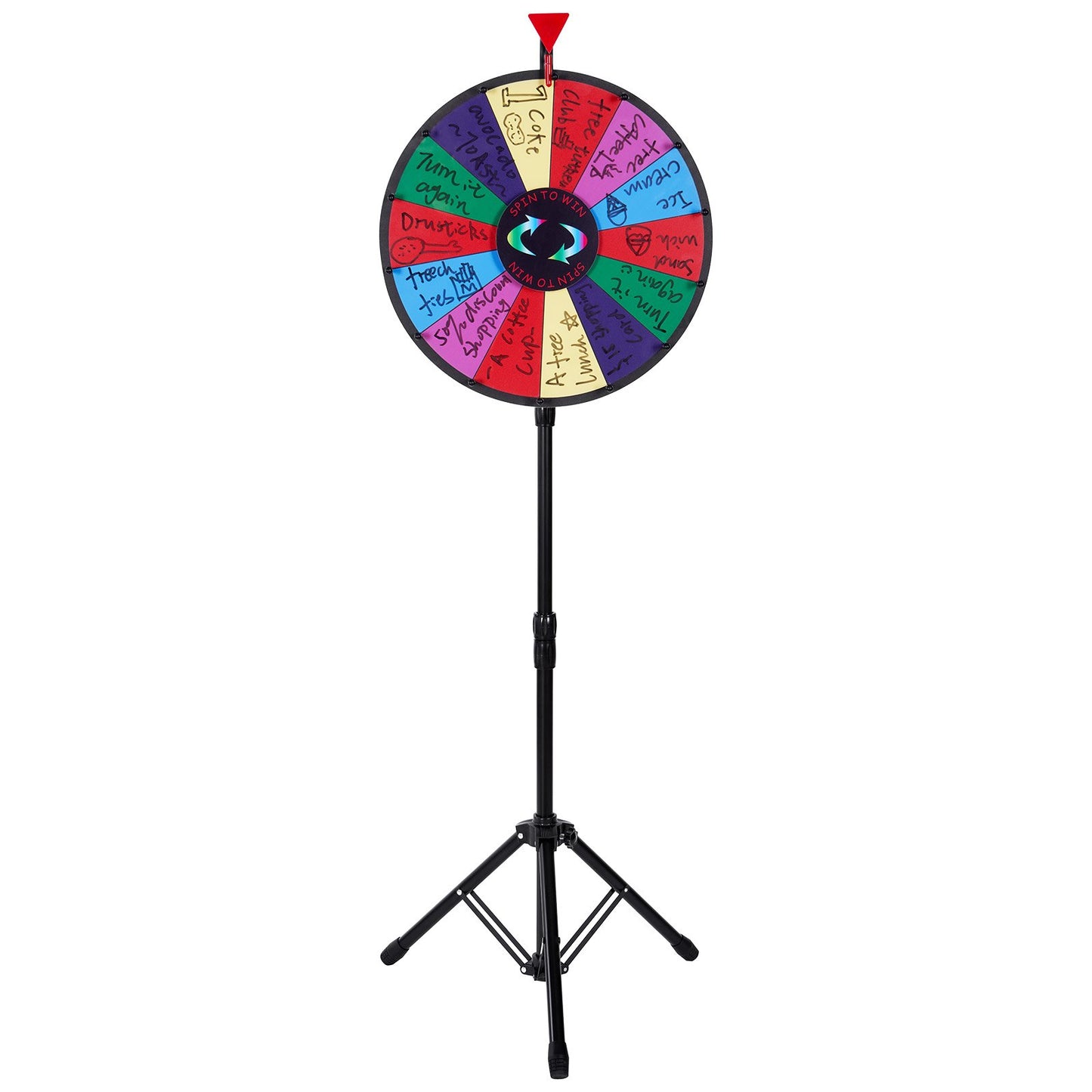 18” Prize Wheel Stand Floor Stand Color Prize Wheel Fortune Spinner 14 Seats Dry Ease Tradeshow Fortune Spinning Game (18 inch)