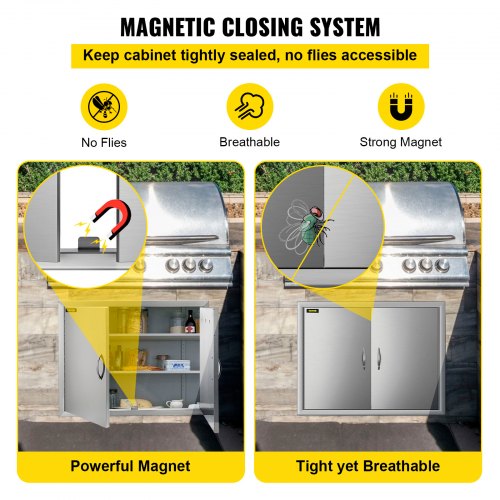 Küchentüren im Freien BBQ-Küchentüren 19x28 Zoll-Edelstahl-Schränke