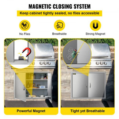 Küchentüren im Freien BBQ-Küchentüren 19x28 Zoll-Edelstahl-Schränke