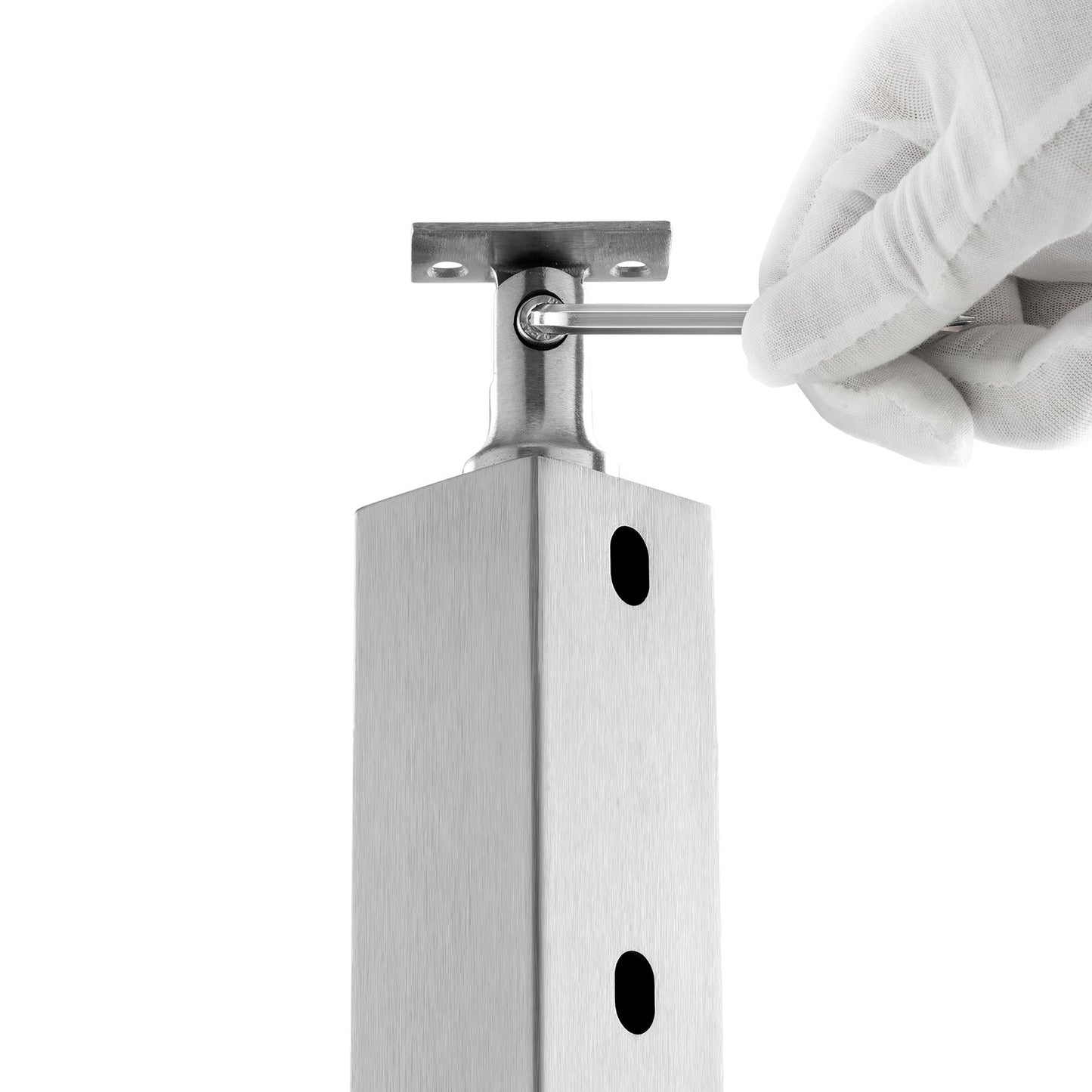 Cable Railing Post 42x2x2in 30° Angled Hole Stair Railing Post Silver 1pc