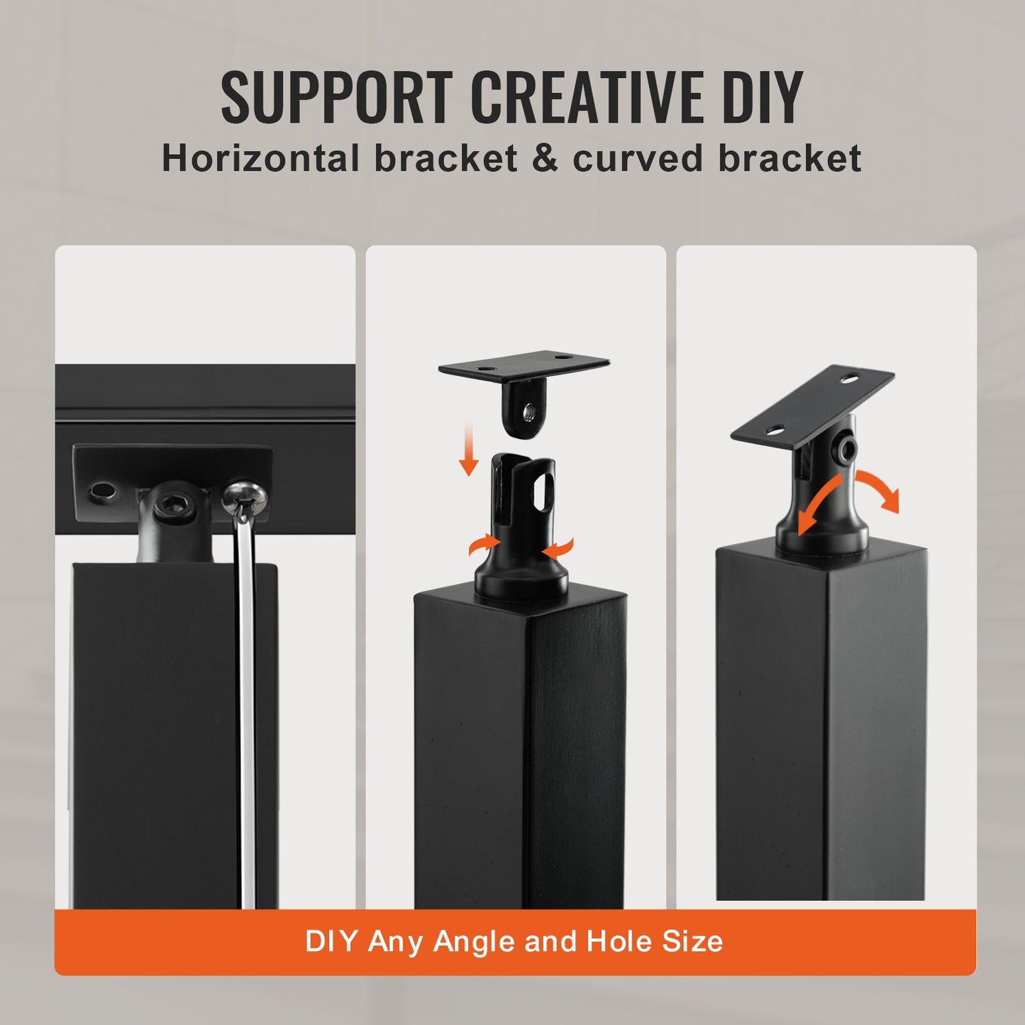 Cable railing post 36x2x2in steel railing post without holes 1-pack black