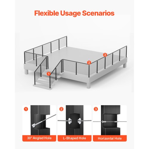 VEVRO Kabelgeländerpfosten 42x1x2 Zoll mit L-förmigen Löchern 1JZLGZXHS10607YXO001V0 | EU