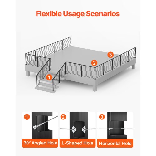 Cable Railing Post 42x1x2 inch Pre-drilled Post 1JZLGZXHS1063GGTD001V0 | EU