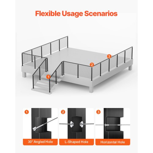 VEVRO Kabelgeländerpfosten 42x2x2 Zoll mit L-förmigen Löchern 1JZLGZXHS1065S1EW001V0 | EU