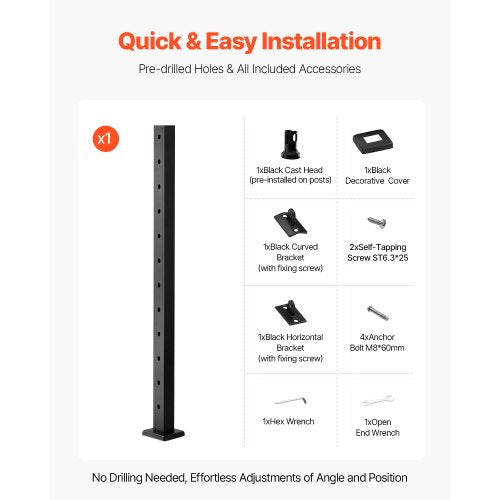 cable railing post 42x2x2 in with 30° angled holes 1JZLGZXHS106W3XAA001V0 | EU