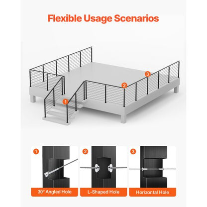 Cable railing post 91x3.5x5.5 cm with 30° angled holes 1JZLGZXHS91402OS1001V0 | EU