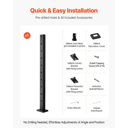 Cable railing post 91x3.5x5.5 cm with 30° angled holes 1JZLGZXHS91402OS1001V0 | EU