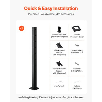 VEVRO Kabelgeländerpfosten 36x2x2 Zoll mit L-förmigen Löchern 1JZLGZXHS914ZPBNY001V0 | EU