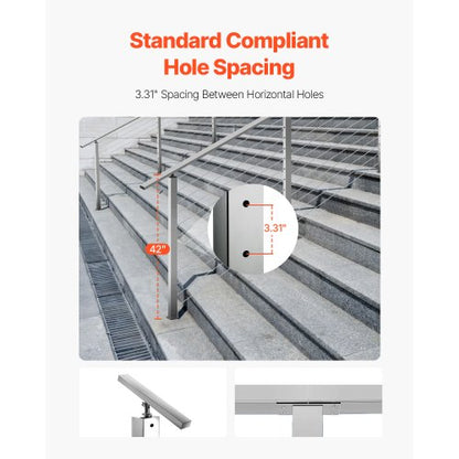 Cable Railing Post 42x2x2 inch with 30° Angled Holes 1JZLGZXYS1062TLWC001V0 | EU