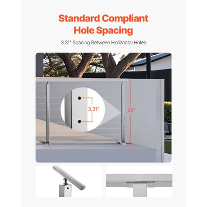 Cable Railing Post 36x2x2 Inch Horizontal Hole 1JZLGZXYS91466KZK001V0 | EU