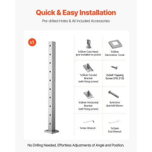 Cable Railing Post 36x2x2 Inch Horizontal Hole 1JZLGZXYS91466KZK001V0 | EU