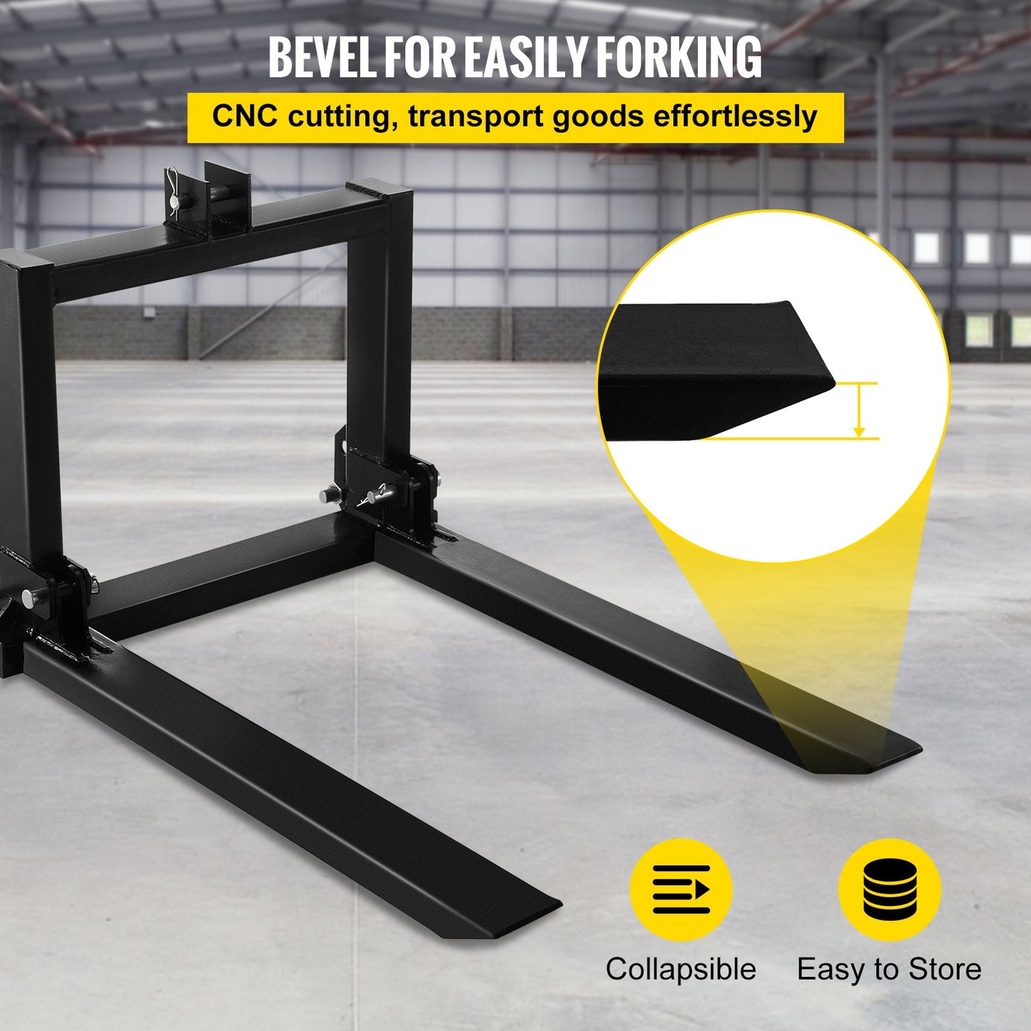 3 Point Hitch Pallet Fork 2000lbs, Fork Attachment for Category 1 Tractor, 25.5\'\'x22\'\'x41\'\', Steel Tractor Heavy Equipment Attachment, for Tractor, Skid Steer Loader
