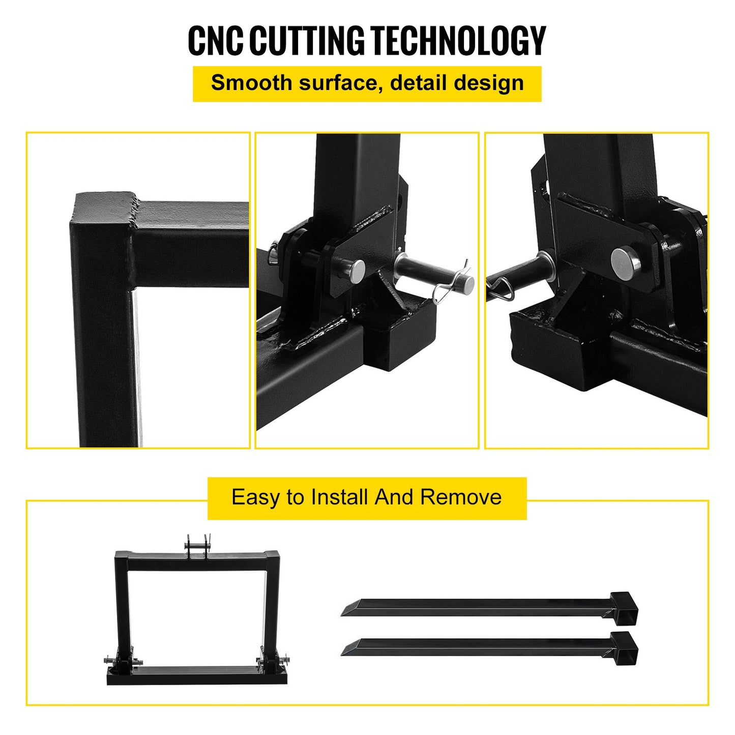 3 Point Hitch Pallet Fork 2000lbs, Fork Attachment for Category 1 Tractor, 25.5\'\'x22\'\'x41\'\', Steel Tractor Heavy Equipment Attachment, for Tractor, Skid Steer Loader