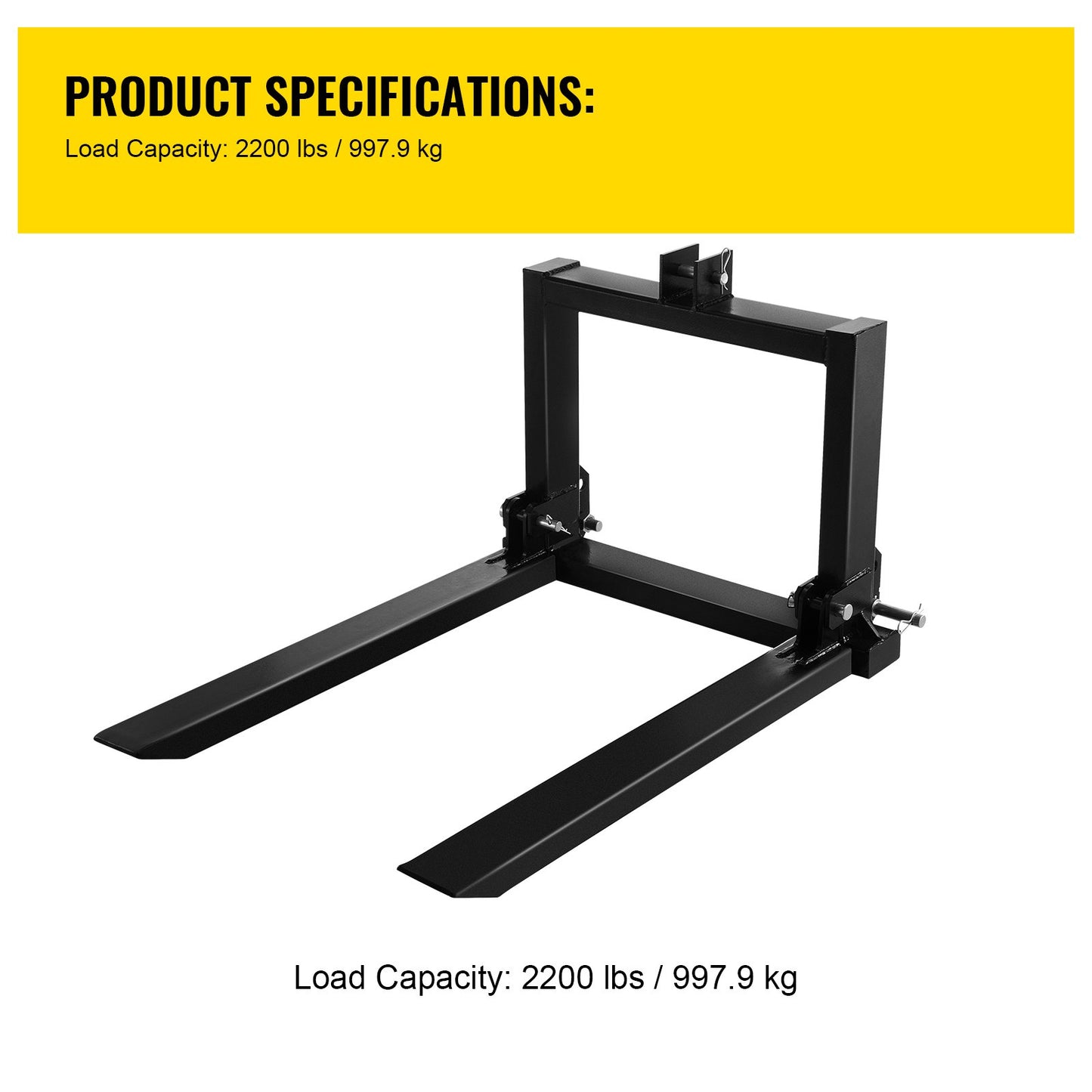 3 Point Hitch Pallet Fork 2000lbs, Fork Attachment for Category 1 Tractor, 25.5\'\'x22\'\'x41\'\', Steel Tractor Heavy Equipment Attachment, for Tractor, Skid Steer Loader
