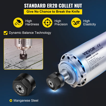 Air Cooled Spindle Motor ER20 CNC Spindle Milling Motor 2.2KW Spindle Motor 24000 RPM 400 Hz for CNC Router Engraving Milling Grind Machine（220V）