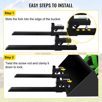 Pallet Forks 2000lbs Capacity Tractor Forks for Loader Tractor Skid Steers